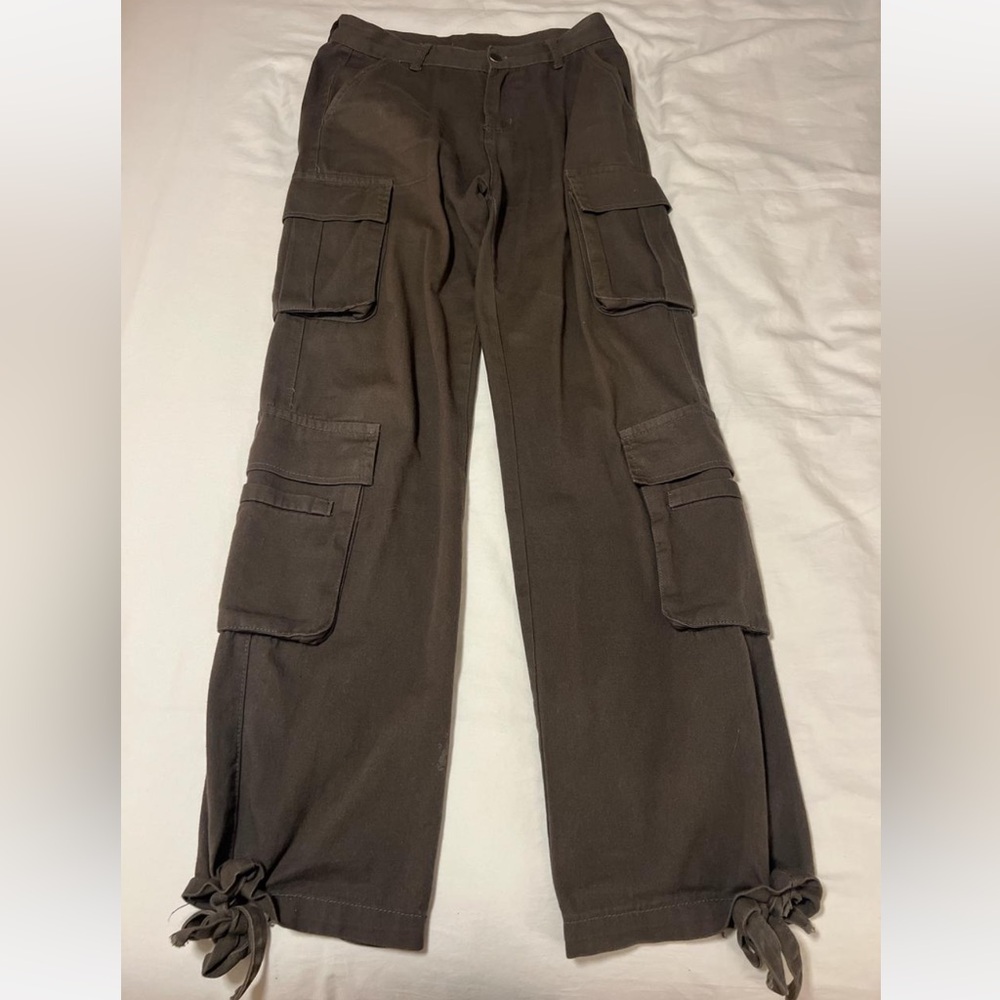 Amazon Women's Brown Wide Leg Cargo Pants